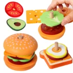 Wooden Burger Sandwich Stacking Educational Toy 1