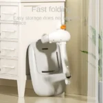 Portable Non-slip Duck Shaped Baby Bath Racks Shower Helper Handle Adjust Length Stand Themselves for Standing Toddler Shower 5