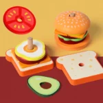 Wooden Burger Sandwich Stacking Educational Toy 1