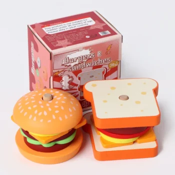 Wooden Burger Sandwich Stacking Educational Toy 6
